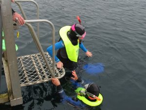 snorkeller on lift